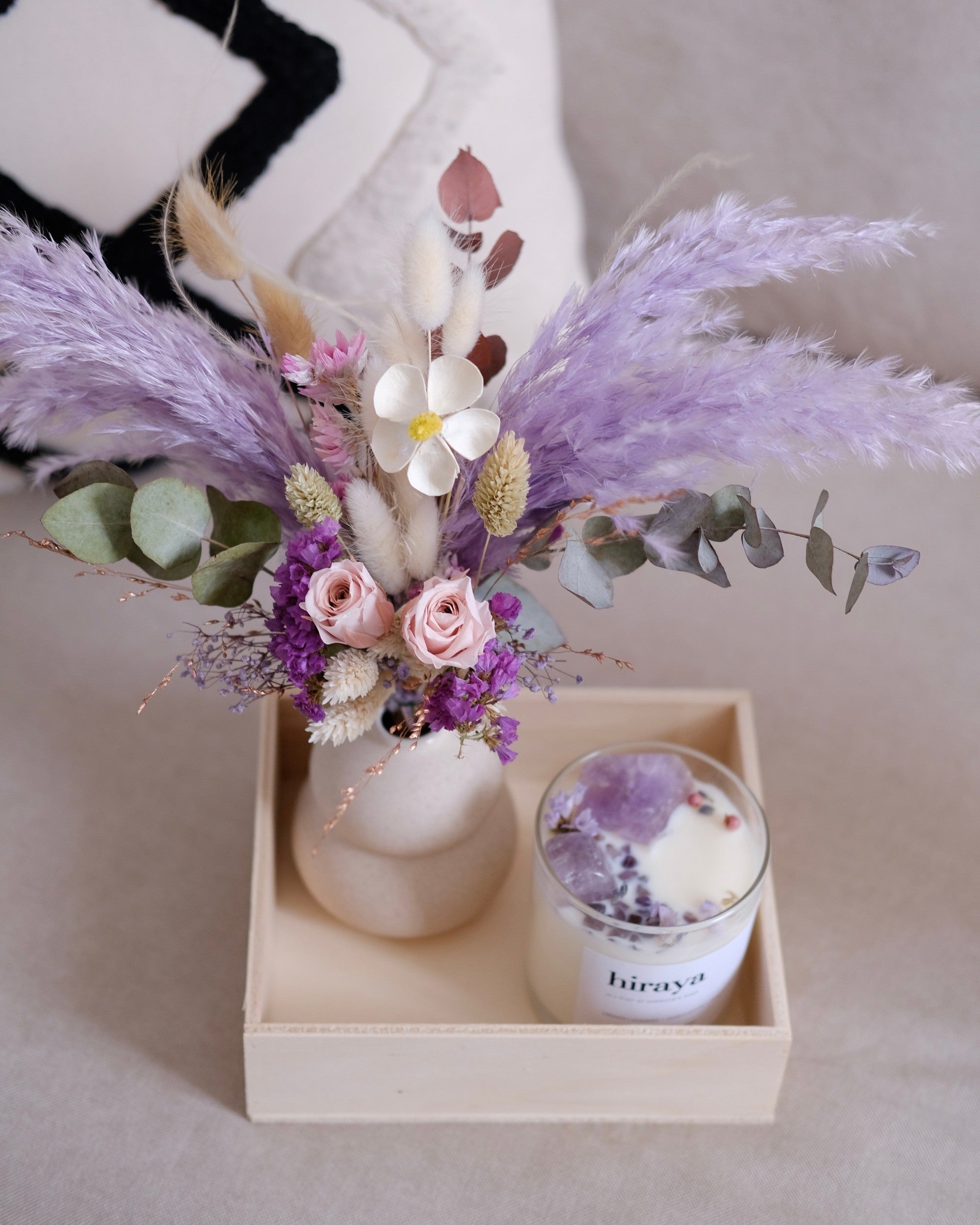 Set vaso di fiori e candela